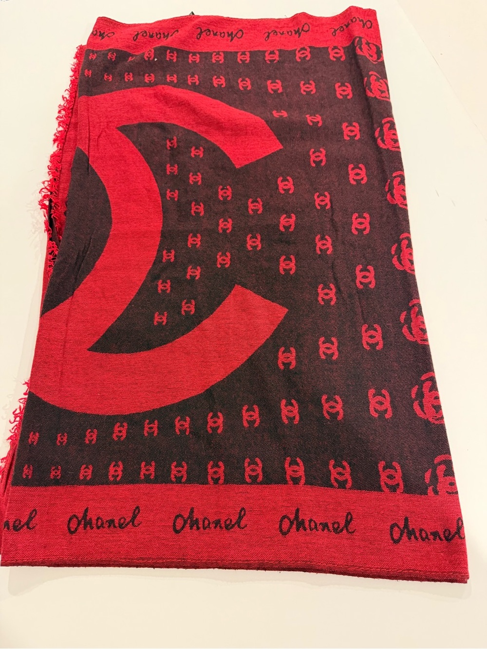 Red  & Black Logo Scarf Top